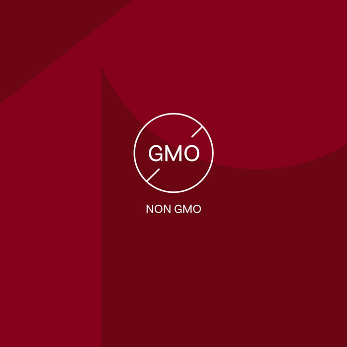 A non-GMO logo indicating the product is not genetically modified.