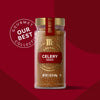 A jar of Ceylon Celery Seed from McCormick Gourmet Our Best Collection is displayed against a red background.