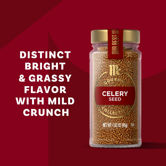 McCormick Celery Seed is advertised as having a distinct, bright, and grassy flavor with a mild crunch.