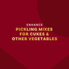 Enhance pickling mixes for cucumbers and other vegetables are advertised on a red background.