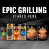 A variety of McCormick Grill Mates seasonings and marinades are displayed under the text Epic Grilling Starts Here.