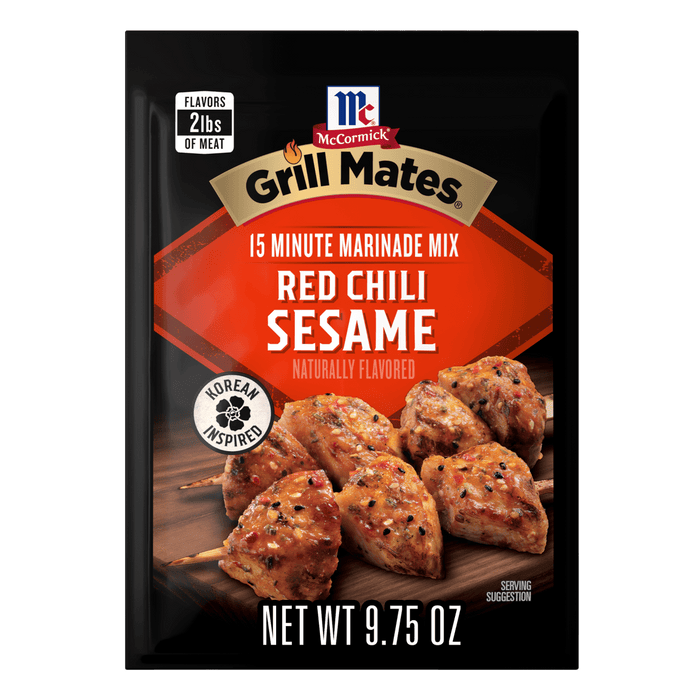 This is a package of McCormick Grill Mates 15 Minute Marinade Mix in Asian BBQ flavor.