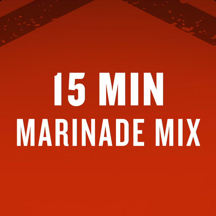 A purple background with the text 15 MIN MARINADE MIX in white.