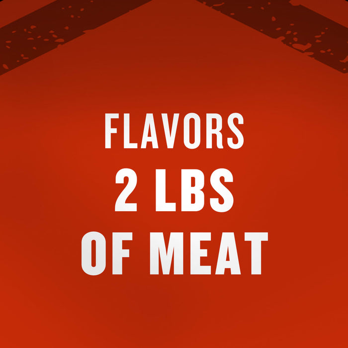The image promotes flavors for 2 pounds of meat.
