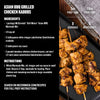 This image features a recipe for Asian BBQ Grilled Chicken Kabobs highlighting McCormick Grill Mates Asian BBQ Marinade Mix as a key ingredient.
