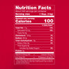 ['Nutrition facts label for a product with 100 calories per serving.']