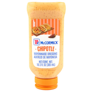 ['A bottle of McCormick Chipotle Mayonnaise Dressing.']