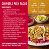 ['A plate of McCormick Chipotle Fish Tacos with ingredients listed on the left.']