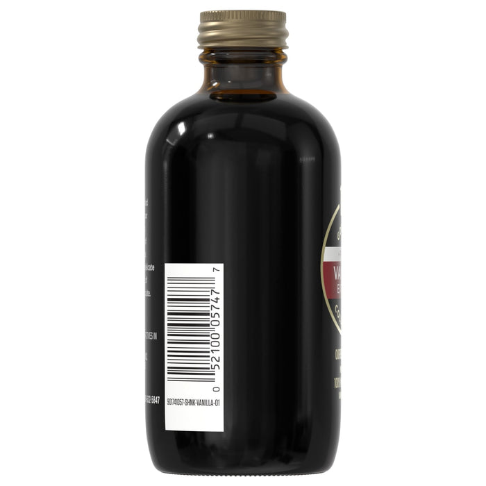 A bottle of McCormick Gourmet Pure Vanilla Extract.