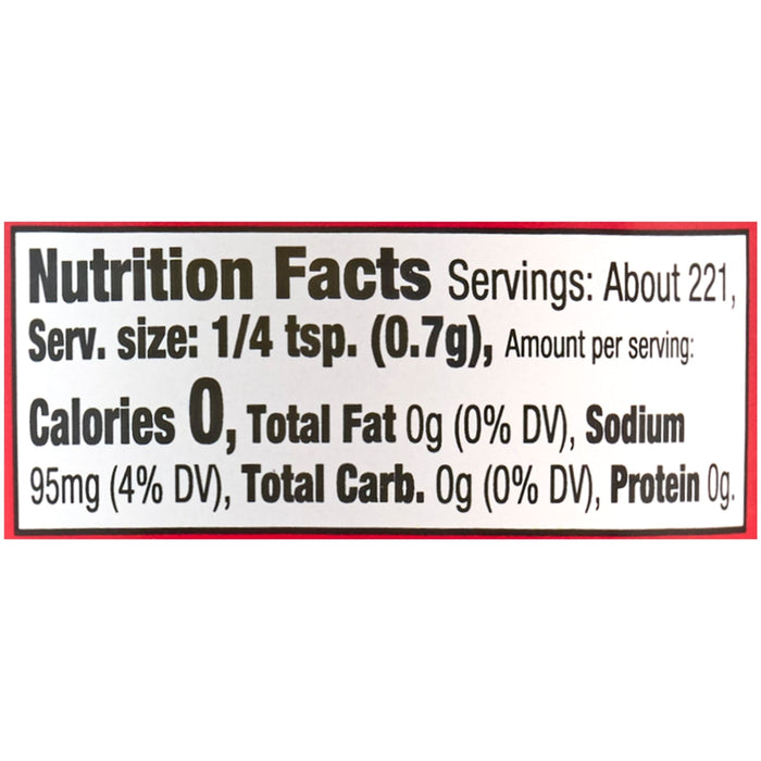 ['Nutrition facts for a serving of the product, which is 1/4 teaspoon.']