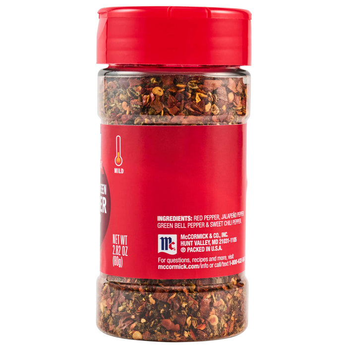 ['A bottle of McCormick Green Pepper seasoning.']