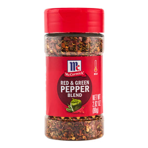 ['A bottle of McCormick Red &amp; Green Pepper Blend.']