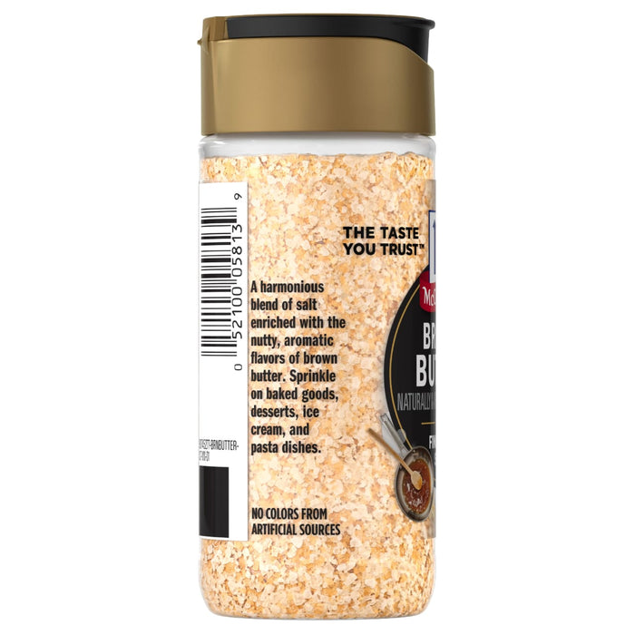 A container of McCormick Brown Butter Salt.