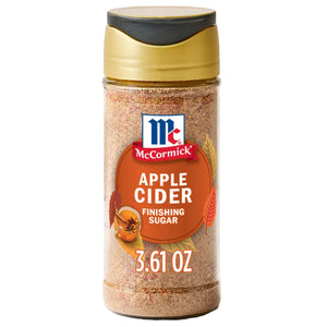 A container of McCormick Apple Cider Finishing Sugar.