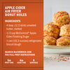 This image shows a recipe for Apple Cider Air Fryer Donut Holes using McCormick Apple Cider Finishing Sugar.