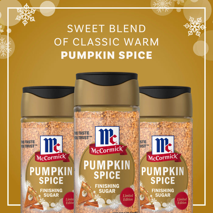 McCormick Pumpkin Spice is featured amidst slices of pumpkin pie and cinnamon sticks, highlighting its sweet blend of warm spices, pumpkin, and vanilla.