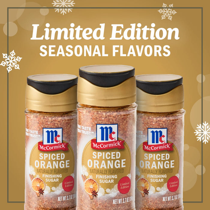 McCormick's Limited Edition Spiced Orange seasonal flavors are displayed in three spice jars.