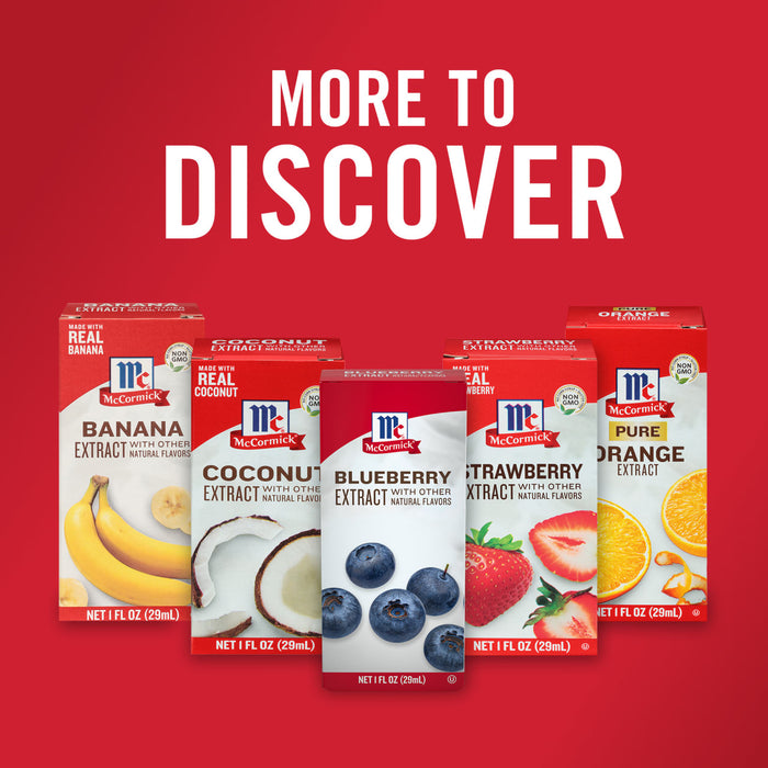 A collection of McCormick extracts including banana coconut blueberry strawberry and orange flavors are displayed under the text More to Discover.