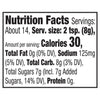 This is a nutrition facts label showing that a serving size of 2 teaspoons (8g) contains 30 calories, 0g of fat, 140mg of sodium, 8g of carbohydrates, 7g of total sugars (including 7g of added sugars), and 0g of protein.