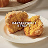Golden, sugar-dusted pastries and ice cream on a plate are enhanced by Mccormick Salted Caramel Fin Sgr 3.81 Oz, with overlay text stating ELEVATE ANY DESSERT, DRINK, OR DISH.