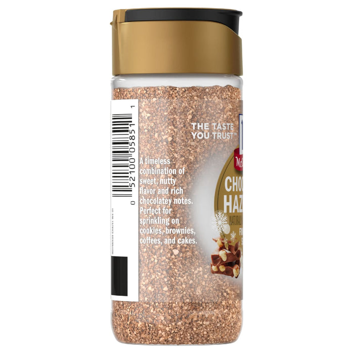 A container of McCormick Culinary Hazelnut Extract is shown, likely used for flavoring desserts and baked goods.