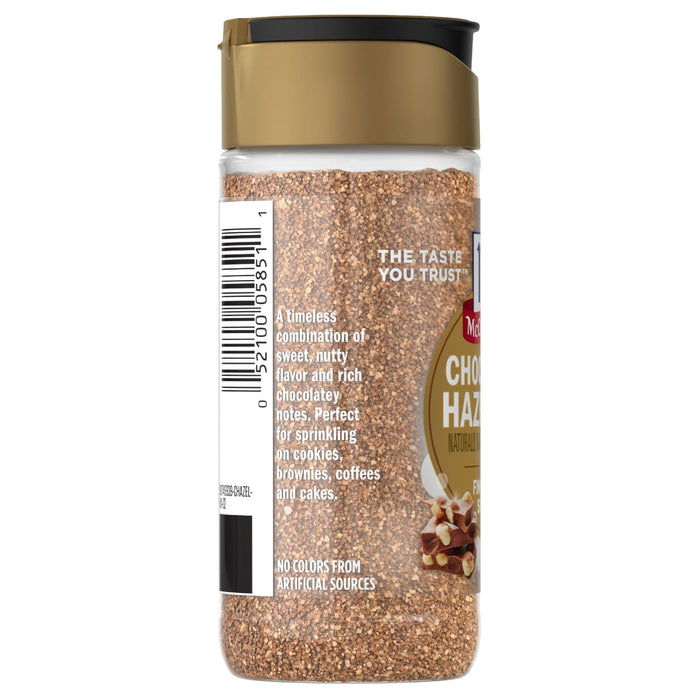 A container of McCormick Culinary Hazelnut Extract is shown, likely used for flavoring desserts and baked goods.