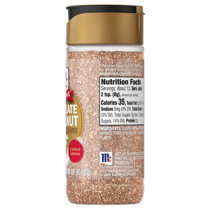 A container of McCormick Perfect Pinch Signature Salt with its nutrition facts label visible.