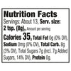 This is a nutrition facts label showing that one serving size of 2 teaspoons (8g) contains 35 calories, 0g of fat, 0mg of sodium, 8g of carbohydrates, 7g of total sugars (including 7g of added sugars), and 0g of protein.