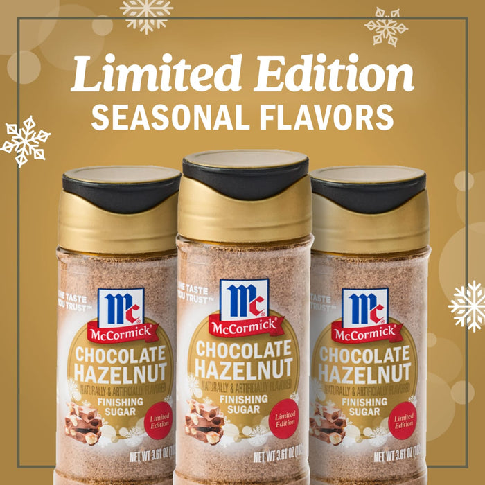 McCormick's Limited Edition Seasonal Flavors featuring Chocolate Hazelnut seasoning sugar.