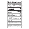 This is a nutrition facts label showing that one-half teaspoon of the mix contains 5 calories, 0 grams of fat, 60 milligrams of sodium, and 1 gram of carbohydrates.