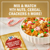 McCormick Sweet &amp; Spicy Holiday Party Mix is shown with a bowl of mixed nuts, cereal, and crackers.