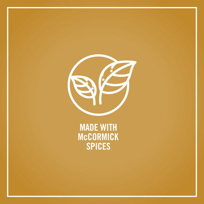 The logo features two leaves inside a circle with the text Made with McCormick Spices below.