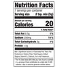 This is a nutrition facts label showing that a serving size of 2 tsp (5g) contains 20 calories, 1% of daily value of total fat, 12% of daily value of sodium, and 1% of daily value of total carbohydrate.