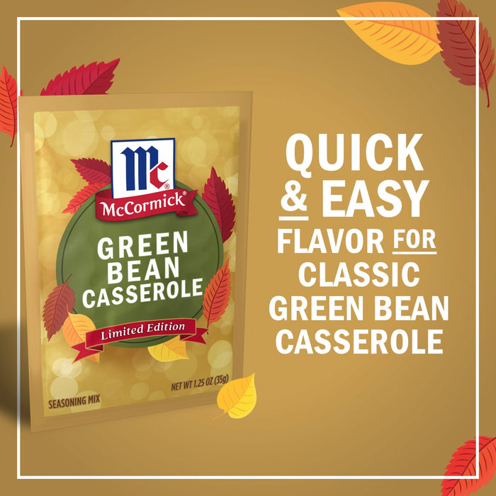 McCormick Green Bean Casserole seasoning packet offers a quick and easy flavor boost for the classic dish.