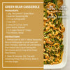 A recipe card for Green Bean Casserole featuring McCormick's Great Bean Casserole Seasoning Mix and French's Crispy Fried Onions, alongside a photo of the finished dish.