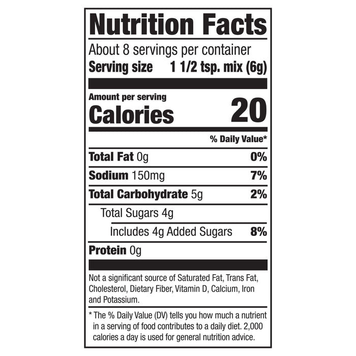 The image displays the Nutrition Facts label for Mccormick Brown Sugar Glazed Ham 1.75 Oz, detailing its caloric content, fat, sodium, carbohydrates, sugars, and protein per serving.