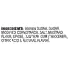 The ingredients list for Mccormick Brown Sugar Glazed Ham 1.75 Oz, showing brown sugar, sugar, modified corn starch, salt, mustard flour, spices, xanthan gum (thickener), citric acid, and natural flavor.