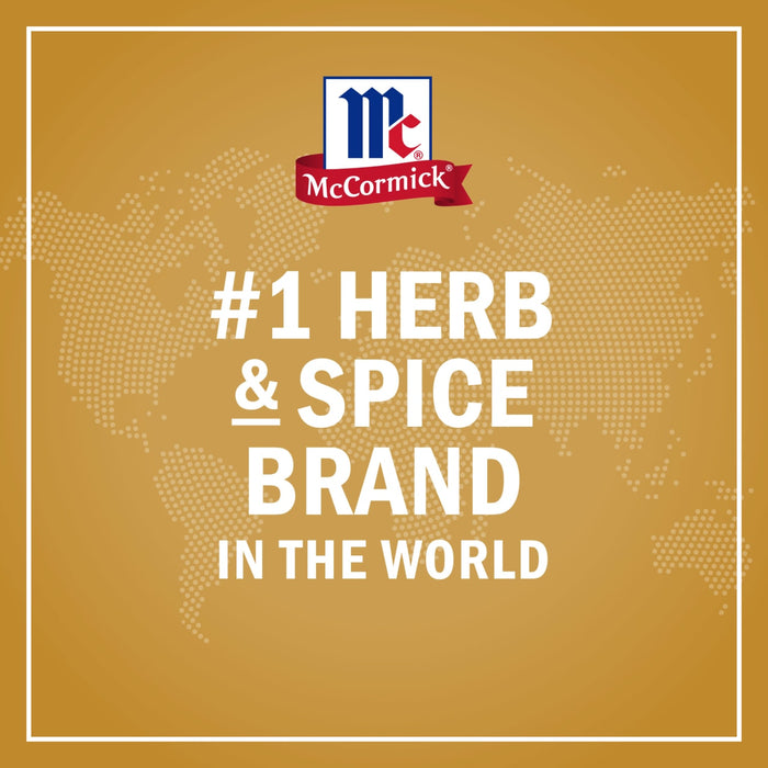 McCormick logo displayed over a world map, highlighting its position as the number one herb and spice brand in the world.