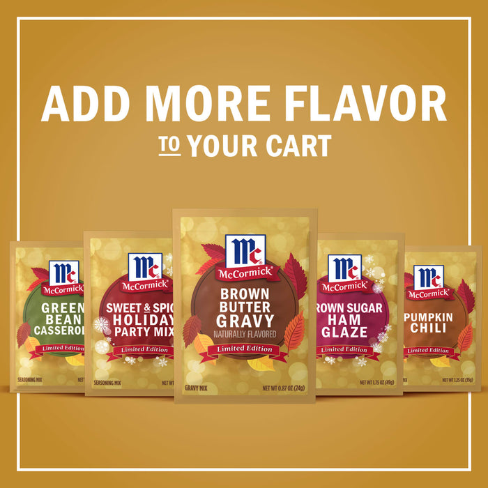 McCormick is advertising their flavor packets for holiday meals, encouraging customers to add more flavor to their cart.