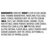 The image shows the ingredient list for a food product, including enriched wheat flour, beef fat, butter, milk, soy protein, and spices.