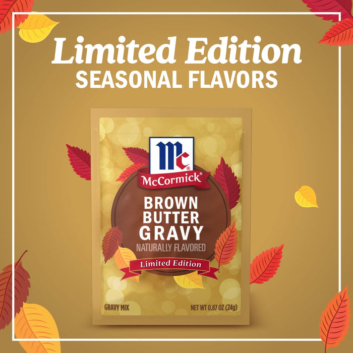 A packet of McCormick Brown Butter Gravy, a limited edition seasonal flavor.