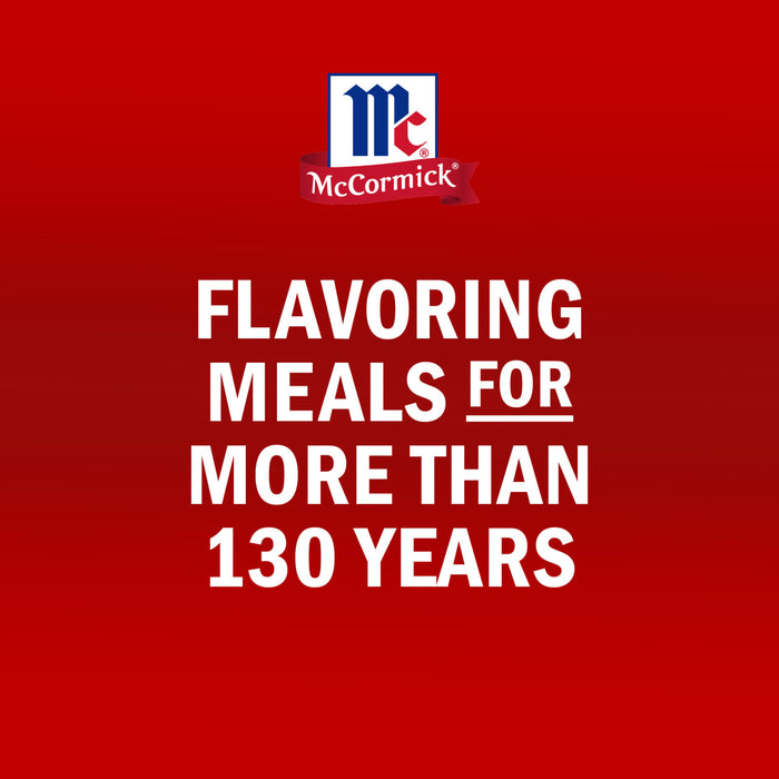 The McCormick logo is displayed above the text Flavoring meals for more than 130 years on a red background.