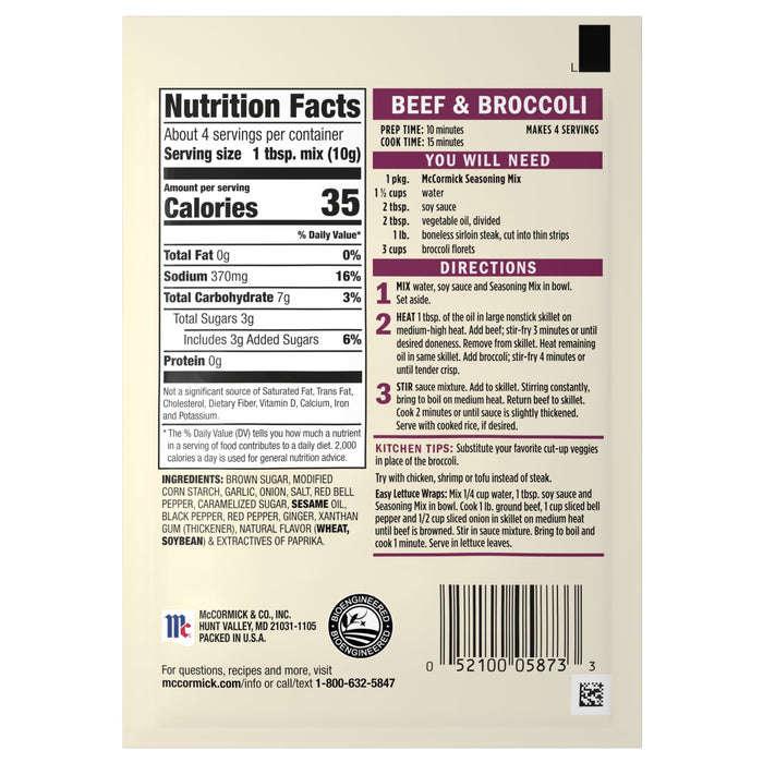 McCormick® Beef & Broccoli Seasoning Mix, 1.37 oz (6-Pack)