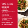 A plate of McCormick Beef &amp; Broccoli with rice is shown with the recipe and ingredients listed.