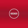 The Kosher certification logo indicates that the product meets Jewish dietary laws.