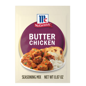 McCormick Butter Chicken seasoning mix packet.