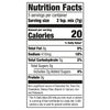 Nutrition facts label showing that one serving size of 2 tsp. mix (7g) contains 20 calories 0g of total fat 410mg of sodium 5g of total carbohydrate 2g of total sugars 2g of added sugars and 0g of protein.