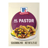 McCormick Al Pastor seasoning mix packet featuring an image of Al Pastor tacos.