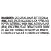 The image displays a list of ingredients including salt garlic sugar butter spices buttermilk whey natural flavor nonfat milk yeast extract silicon dioxide and extractives of annatto garlic and turmeric.