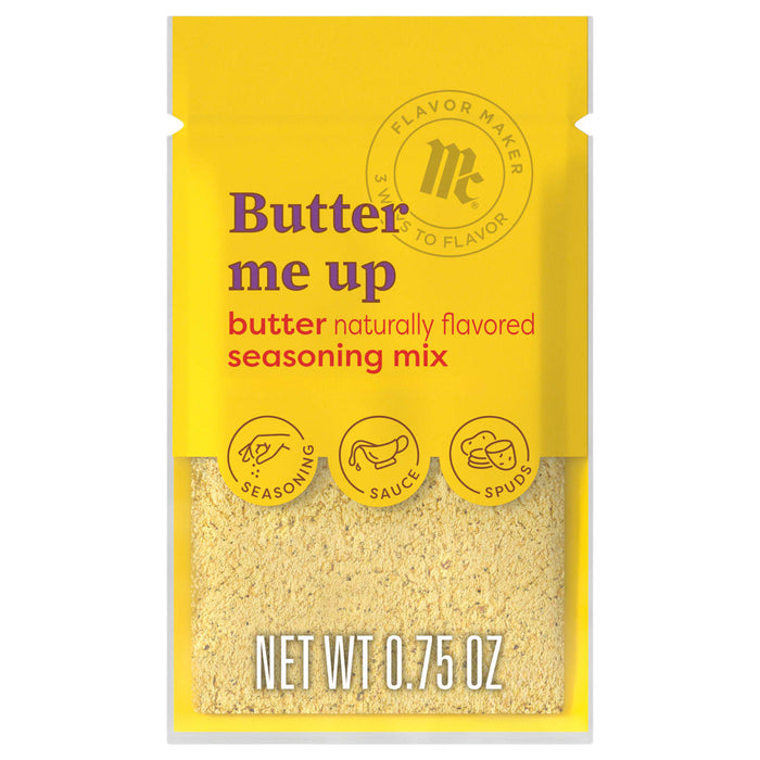 This is a packet of McCormick Butter Me Up butter naturally flavored seasoning mix.